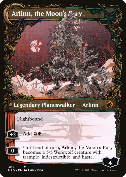 Arlinn, the Pack's Hope // Arlinn, the Moon's Fury (MID-307) - mythic: (Showcase, Double Faced Transform) - Foil