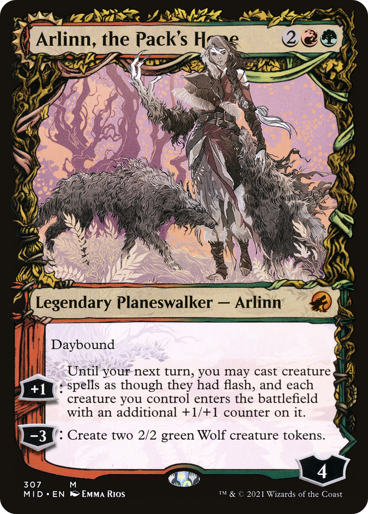 Arlinn, the Pack's Hope // Arlinn, the Moon's Fury (MID-307) - mythic: (Showcase, Double Faced Transform) - Foil
