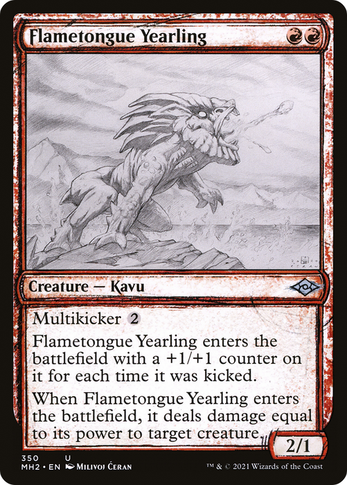 Flametongue Yearling (MH2-350) - uncommon: (Showcase) - Foil