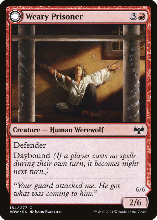 Weary Prisoner // Wrathful Jailbreaker (VOW-184) - common: (Double Faced Transform) - Foil
