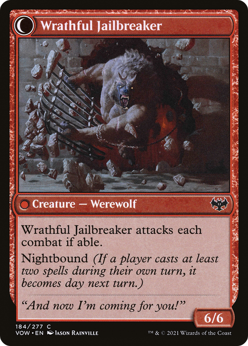 Weary Prisoner // Wrathful Jailbreaker (VOW-184) - common: (Double Faced Transform) - Foil