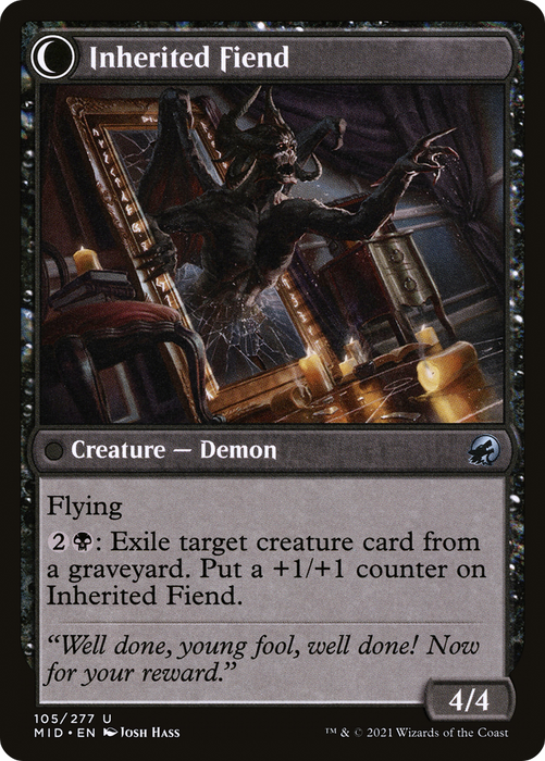 Heirloom Mirror // Inherited Fiend (MID-105) - uncommon: (Double Faced Transform) - Foil