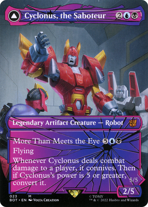 Cyclonus, the Saboteur // Cyclonus, Cybertronian Fighter (BOT-023) - mythic: (convertdfc, shatteredglass) (Borderless)