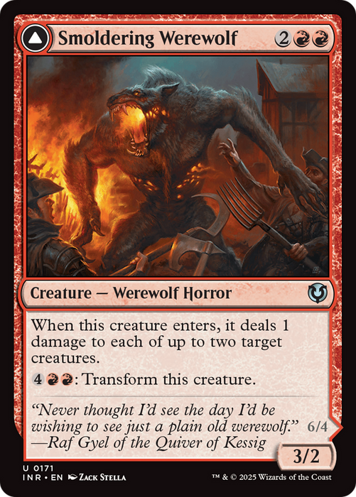 Smoldering Werewolf // Erupting Dreadwolf (INR-171) - uncommon - Foil