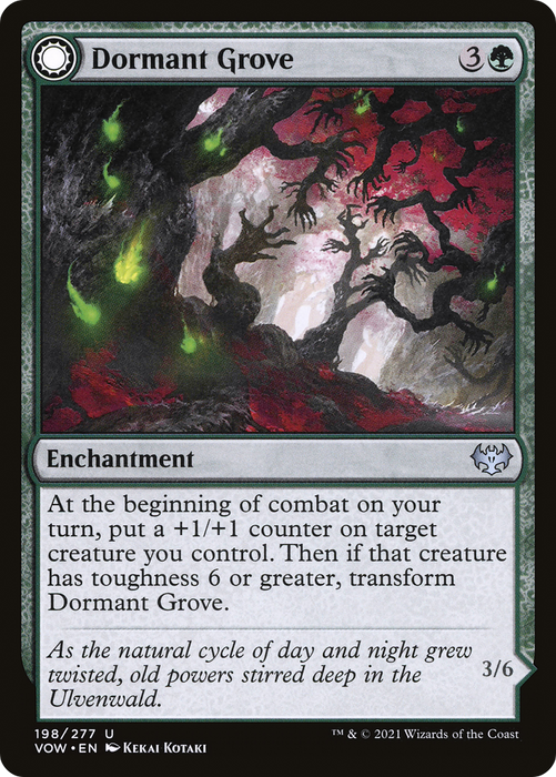 Dormant Grove // Gnarled Grovestrider (VOW-198) - uncommon: (Double Faced Transform) - Foil