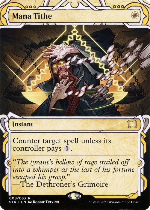 Mana Tithe (STA-008) - rare: (Showcase) (Borderless) - Etched Foil