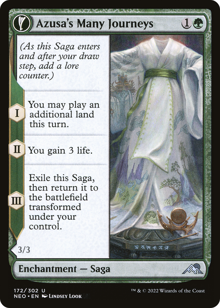 Azusa's Many Journeys // Likeness of the Seeker (NEO-172) - uncommon: (fandfc, enchantment) - Foil