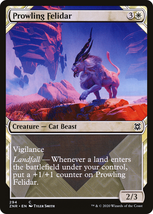 Prowling Felidar (ZNR-294) - common: (Showcase) - Foil