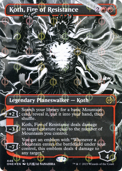 Koth, Fire of Resistance (ONE-446) - rare: (Showcase) (Borderless) - Foil