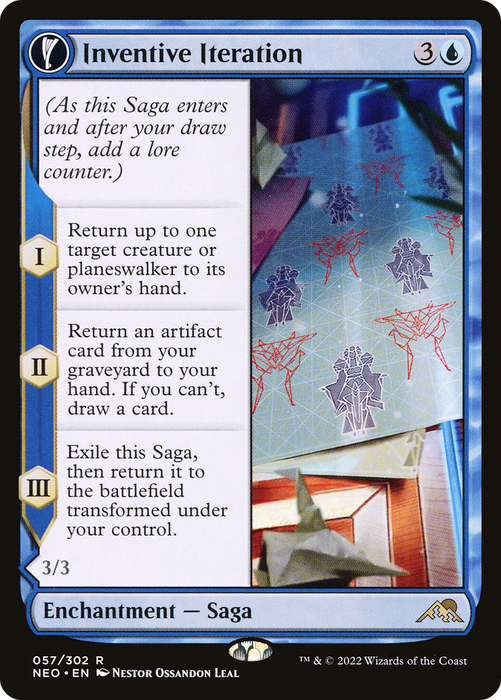 Inventive Iteration // Living Breakthrough (NEO-057) - rare: (fandfc, enchantment)