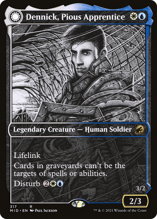 Dennick, Pious Apprentice // Dennick, Pious Apparition (MID-317) - rare: (Showcase, Double Faced Transform)