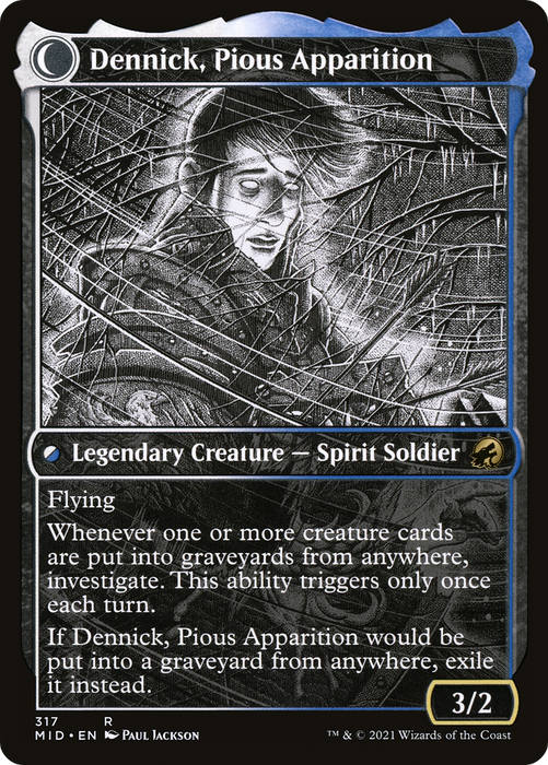Dennick, Pious Apprentice // Dennick, Pious Apparition (MID-317) - rare: (Showcase, Double Faced Transform)