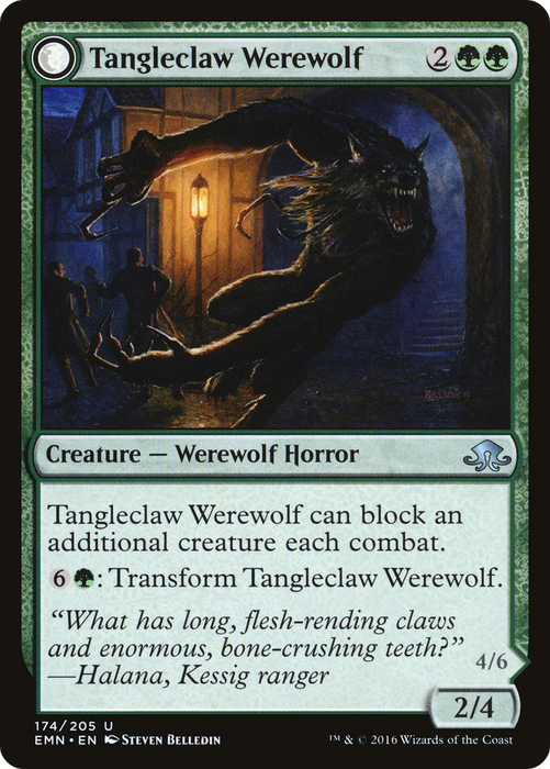 Tangleclaw Werewolf // Fibrous Entangler (EMN-174) - uncommon: (mooneldrazidfc)