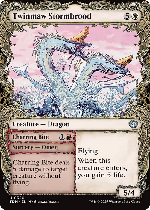 Twinmaw Stormbrood // Charring Bite (TDM-320) - uncommon: (Showcase) - Foil