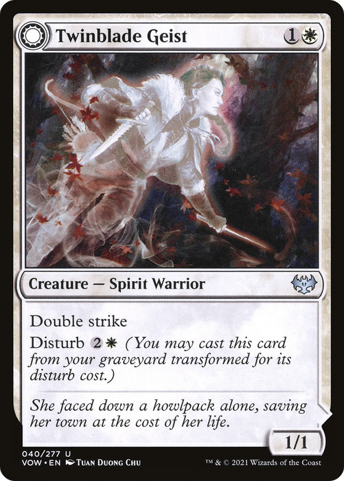 Twinblade Geist // Twinblade Invocation (VOW-040) - uncommon: (Double Faced Transform) - Foil