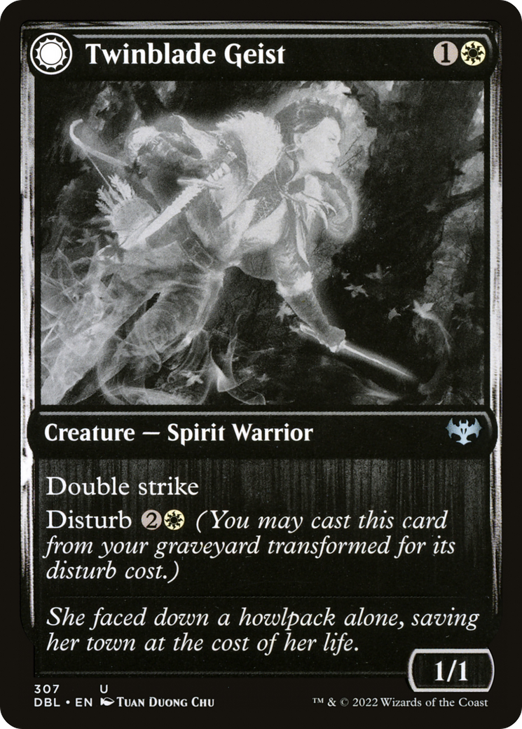 Twinblade Geist // Twinblade Invocation (DBL-307) - uncommon: (Double Faced Transform)