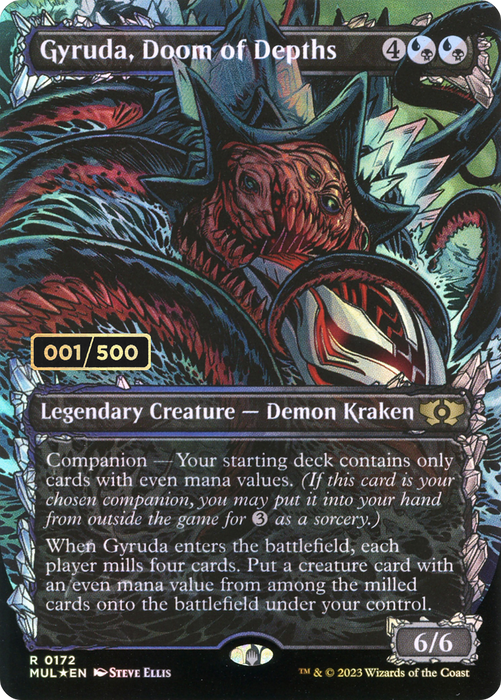 Gyruda, Doom of Depths (MUL-172Z) - rare: (Showcase) (Borderless) - Foil