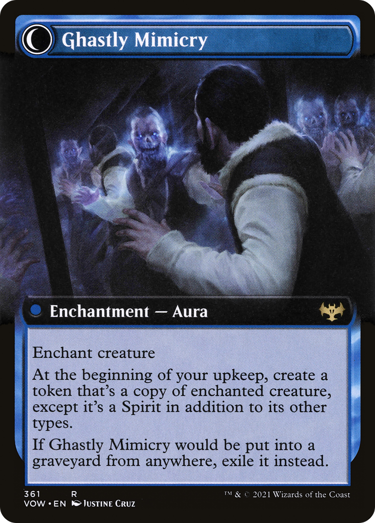 Mirrorhall Mimic // Ghastly Mimicry (VOW-361) - rare: (Extended Art, Double Faced Transform) - Foil