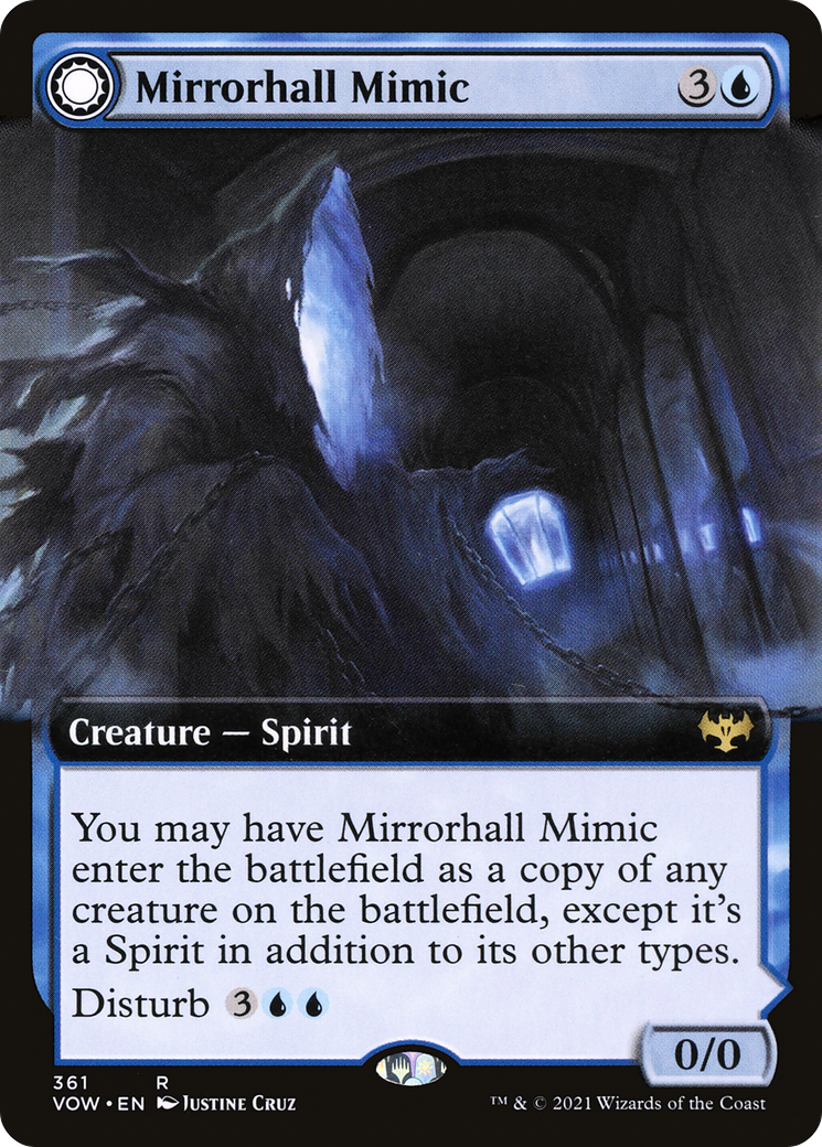 Mirrorhall Mimic // Ghastly Mimicry (VOW-361) - rare: (Extended Art, Double Faced Transform) - Foil