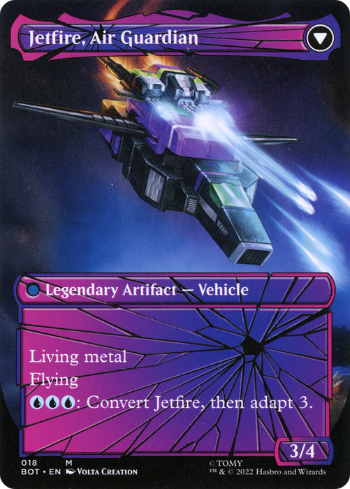 Jetfire, Ingenious Scientist // Jetfire, Air Guardian (BOT-018) - mythic: (convertdfc, shatteredglass) (Borderless) - Foil