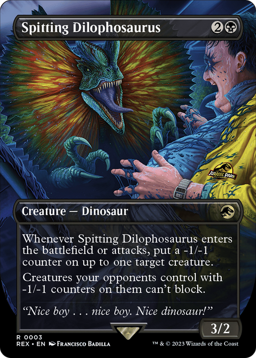 Spitting Dilophosaurus (REX-003) - rare (Borderless)