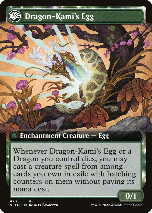 The Dragon-Kami Reborn // Dragon-Kami's Egg (NEO-473) - rare: (Extended Art, fandfc, enchantment) - Foil