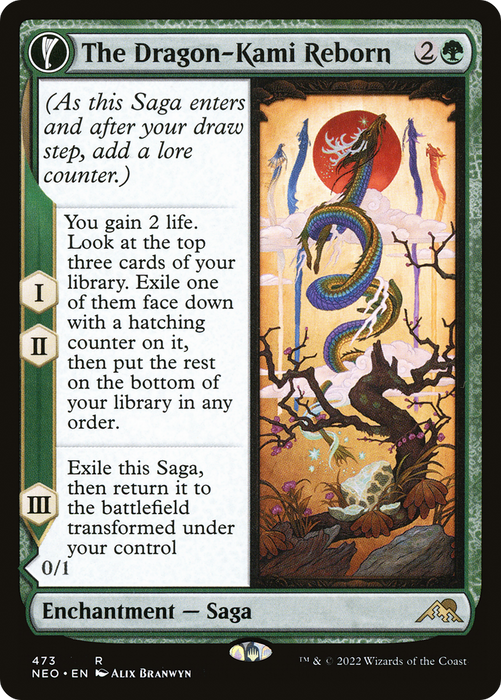 The Dragon-Kami Reborn // Dragon-Kami's Egg (NEO-473) - rare: (Extended Art, fandfc, enchantment)