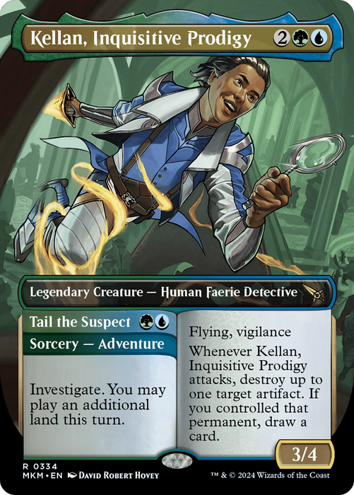 Kellan, Inquisitive Prodigy // Tail the Suspect (MKM-334) - rare (Borderless)