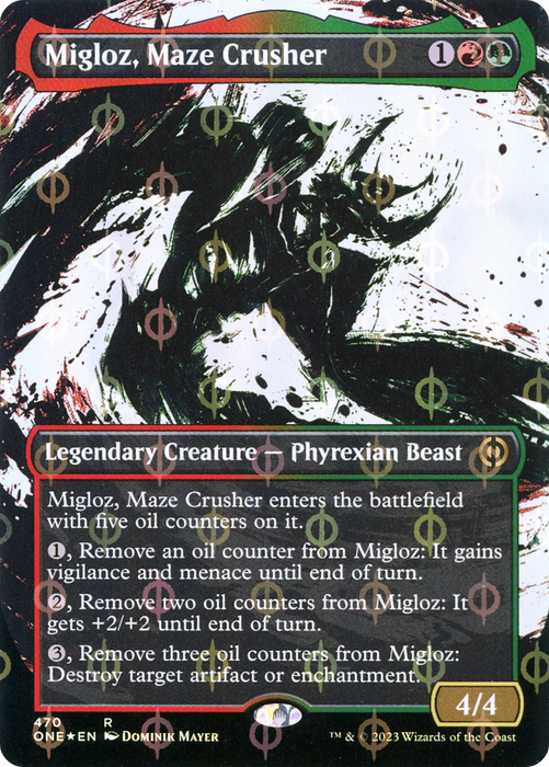 Migloz, Maze Crusher (ONE-470) - rare: (Showcase) (Borderless) - Foil