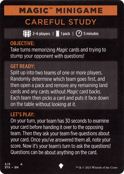 Careful Study (minigame) // Careful Study (cont'd) (MSTX-003) - common - Foil