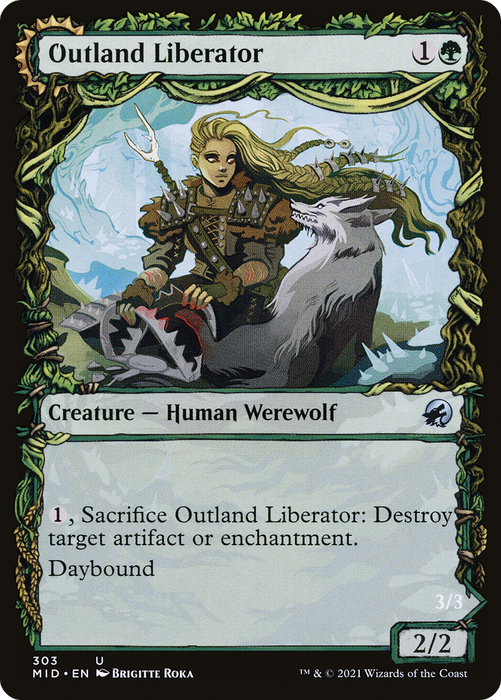 Outland Liberator // Frenzied Trapbreaker (MID-303) - uncommon: (Showcase, Double Faced Transform) - Foil