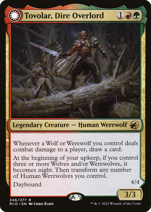 Tovolar, Dire Overlord // Tovolar, the Midnight Scourge (MID-246) - rare: (Double Faced Transform) - Foil