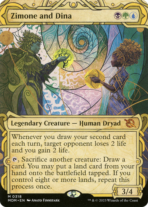 Zimone and Dina (MOM-318) - mythic: (Showcase) (Borderless) - Foil