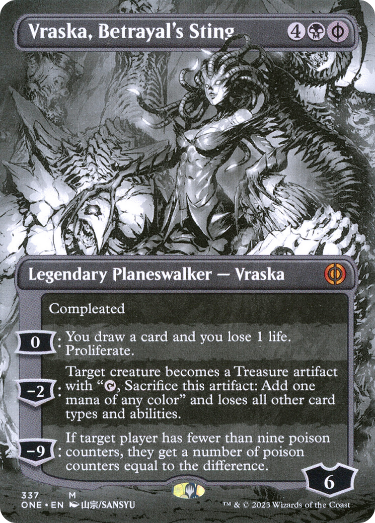 Vraska, Betrayal's Sting (ONE-337) - mythic: (Showcase) (Borderless) - Foil