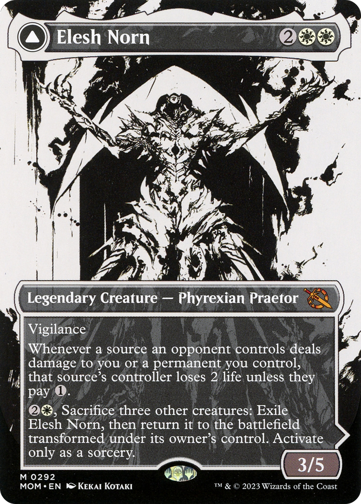 Elesh Norn // The Argent Etchings (MOM-292) - mythic: (Showcase) (Borderless) - Foil