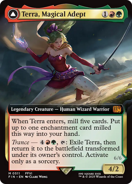 Terra, Magical Adept // Esper Terra (FIN-511) - mythic: (enchantment, Extended Art) - Foil
