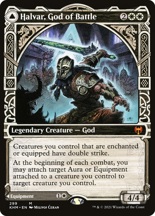 Halvar, God of Battle // Sword of the Realms (KHM-299) - mythic: (Showcase) - Foil