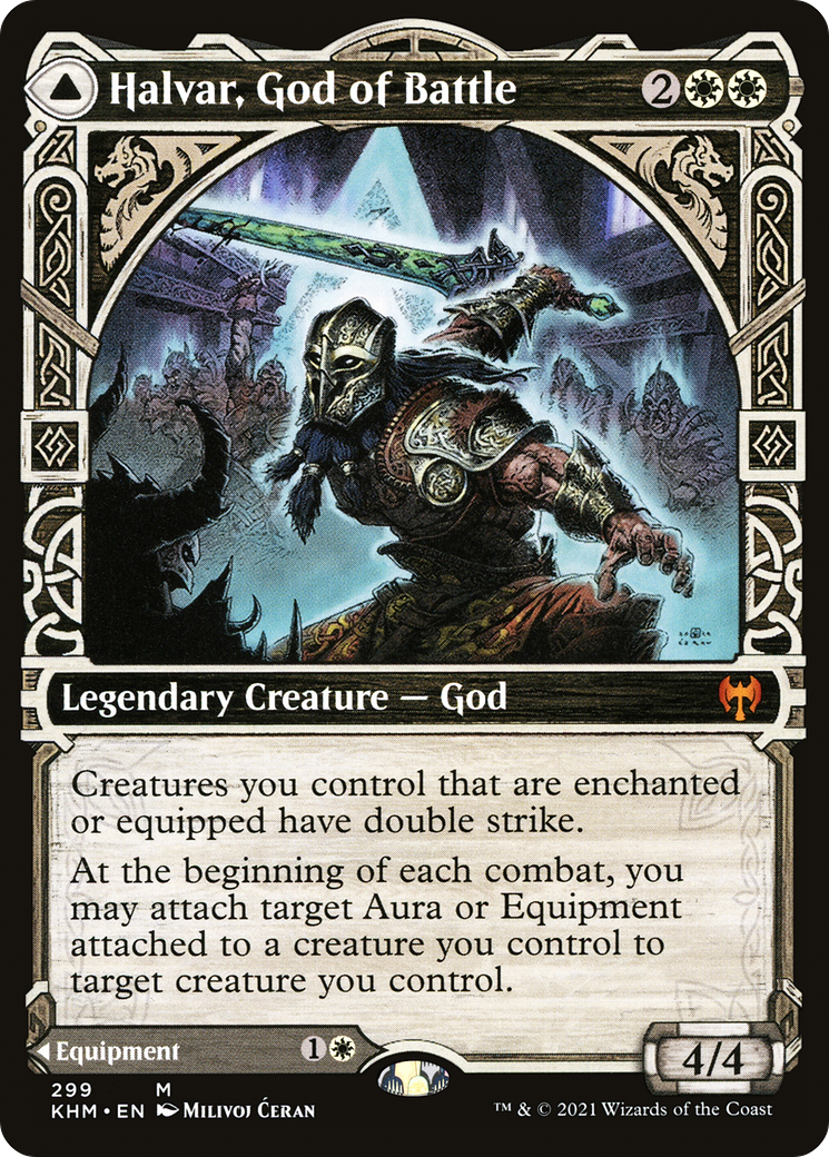 Halvar, God of Battle // Sword of the Realms (KHM-299) - mythic: (Showcase) - Foil