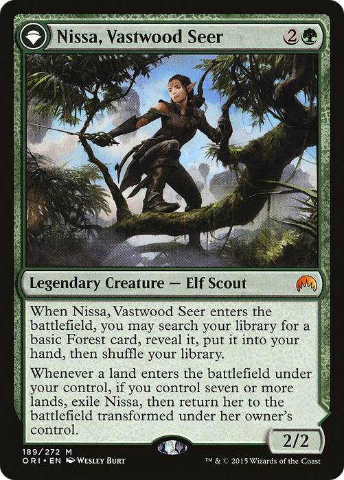 Nissa, Vastwood Seer // Nissa, Sage Animist (ORI-189) - mythic: (originpwdfc) - Foil