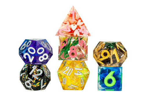 Ensemble 7 Dés Polyédriques: Mystery Misfit Sharp Edge Resin