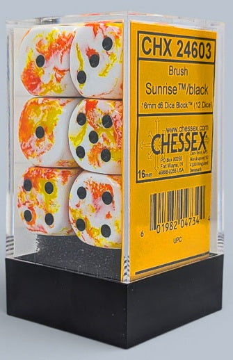 Chessex: Pack de 12 dés 6 - Brush Sunrise Black