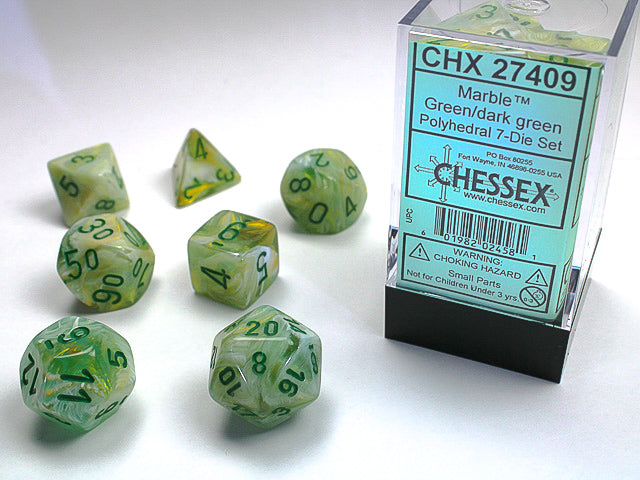 Marble 7-Die Set: Green and Dark Green