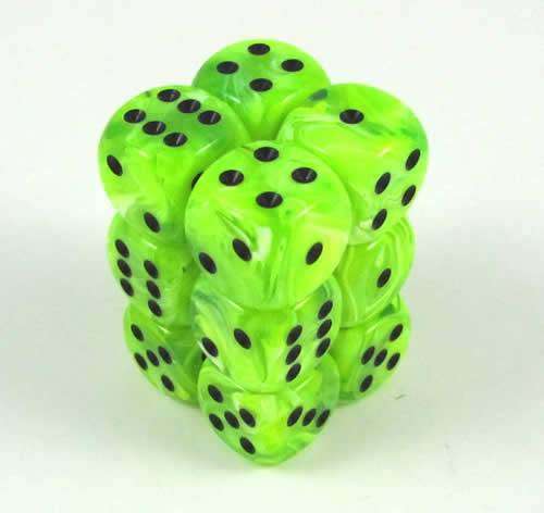 D6 Vortex: Vert pâle avec chiffres noirs (Paquet de 12)