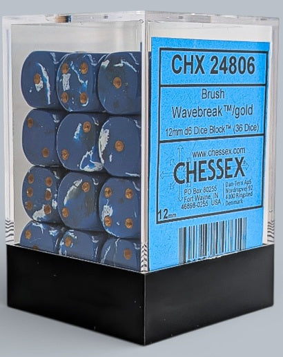 Chessex: Pack de 36 mini dés 6 - Brush Wavebreak Gold