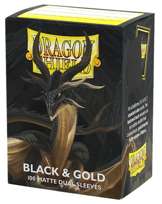 Protecteurs de cartes: Dragon Shield 100ct - Black & Gold (Dual Matte)