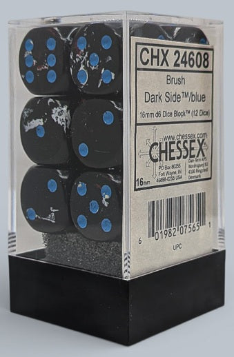 Chessex: Pack de 12 dés 6 - Brush Dark Side Blue