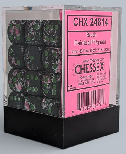 Chessex: Pack de 36 mini dés 6 - Brush Paintball Green