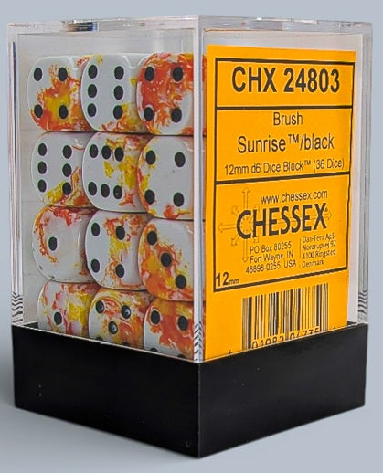 Chessex: Pack de 36 mini dés 6 - Brush Sunrise Black