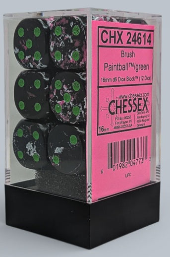 Chessex: Pack de 12 dés 6 - Brush Paintball Green
