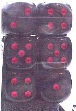 D6 Velvet: black with red figures (Pack of 12)